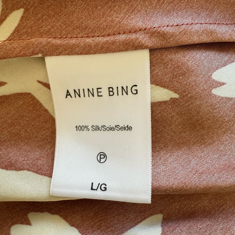 Anine Bing Chloe Silk Slip Dress Terracotta Floral Daisy Maxi Large - Picture 10 of 11